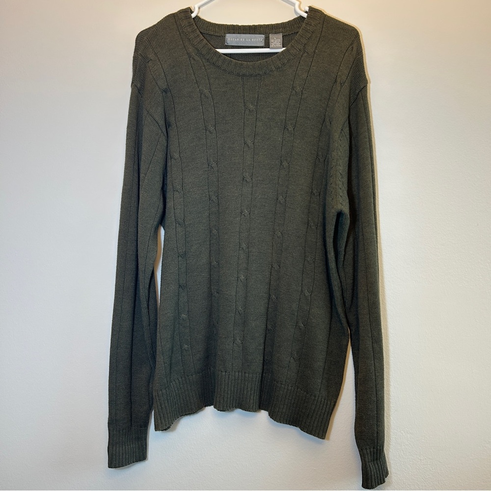 Oscar de la Renta Men's Olive Green Sweater Size Large